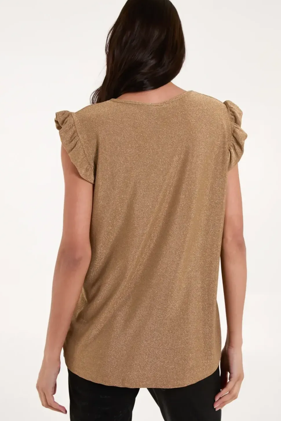 Frill Sleeve Metallic Top