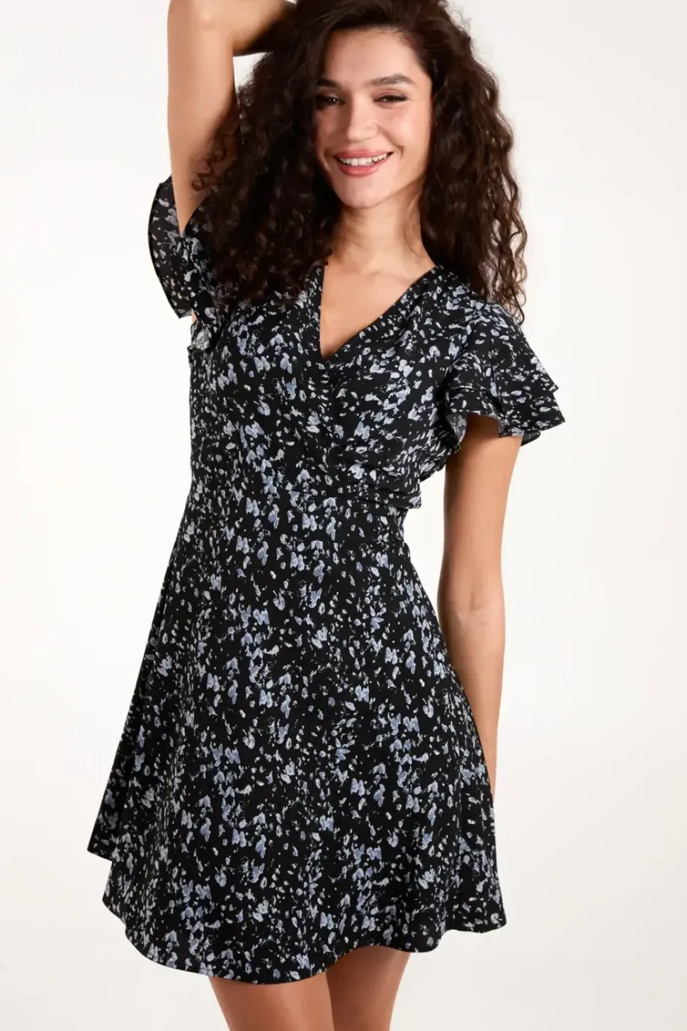 Frill Sleeve Mini Dress