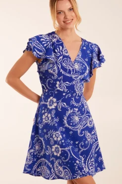 Frill Sleeve Wrap Belted Mini Dress