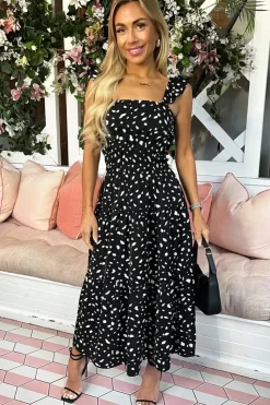 Frill Strap Midi Dress