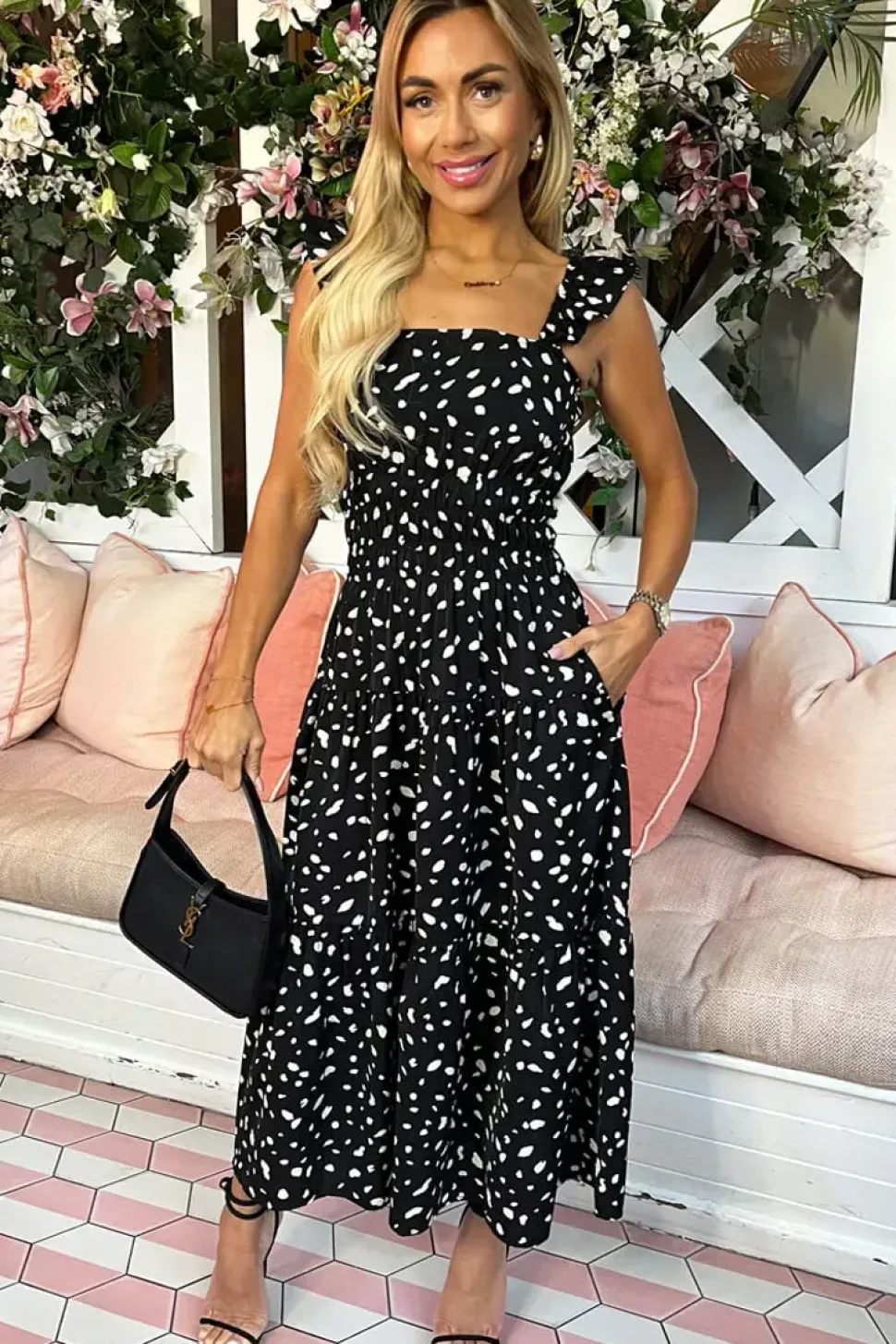 Frill Strap Midi Dress