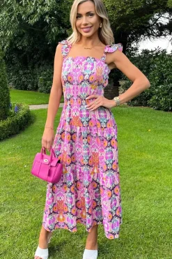 Frill Strap Midi Dress