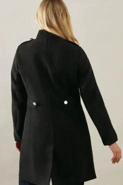 Funnel Neck Faux Wool Coat
