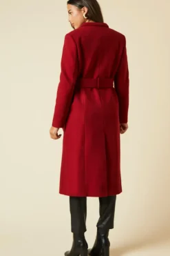 Funnel Neck Midi Belted Coat