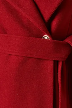 Funnel Neck Midi Belted Coat