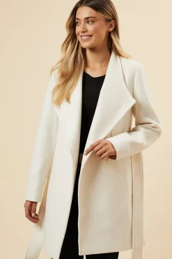 Funnel Neck Short Belted Coat