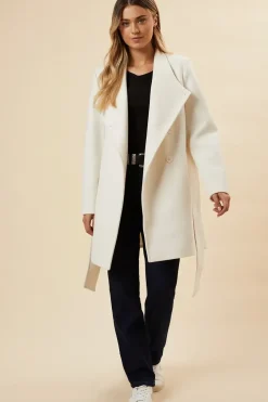 Funnel Neck Short Belted Coat