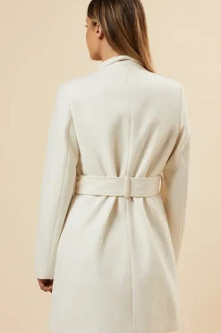 Funnel Neck Short Belted Coat