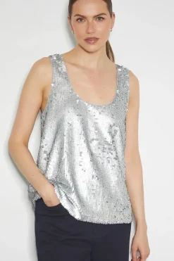 Gabrielle Sequin Embellished Cami Top Silver