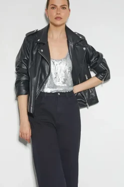 Gabrielle Sequin Embellished Cami Top Silver