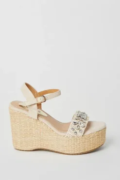 Gaia Embellished Espadrille High Wedge Sandals