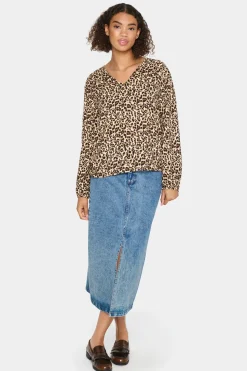 GazelSZ Long Sleeve V-neck Blouse-