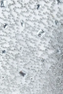 Gem Detail Square Neck Mini Wedding Dress
