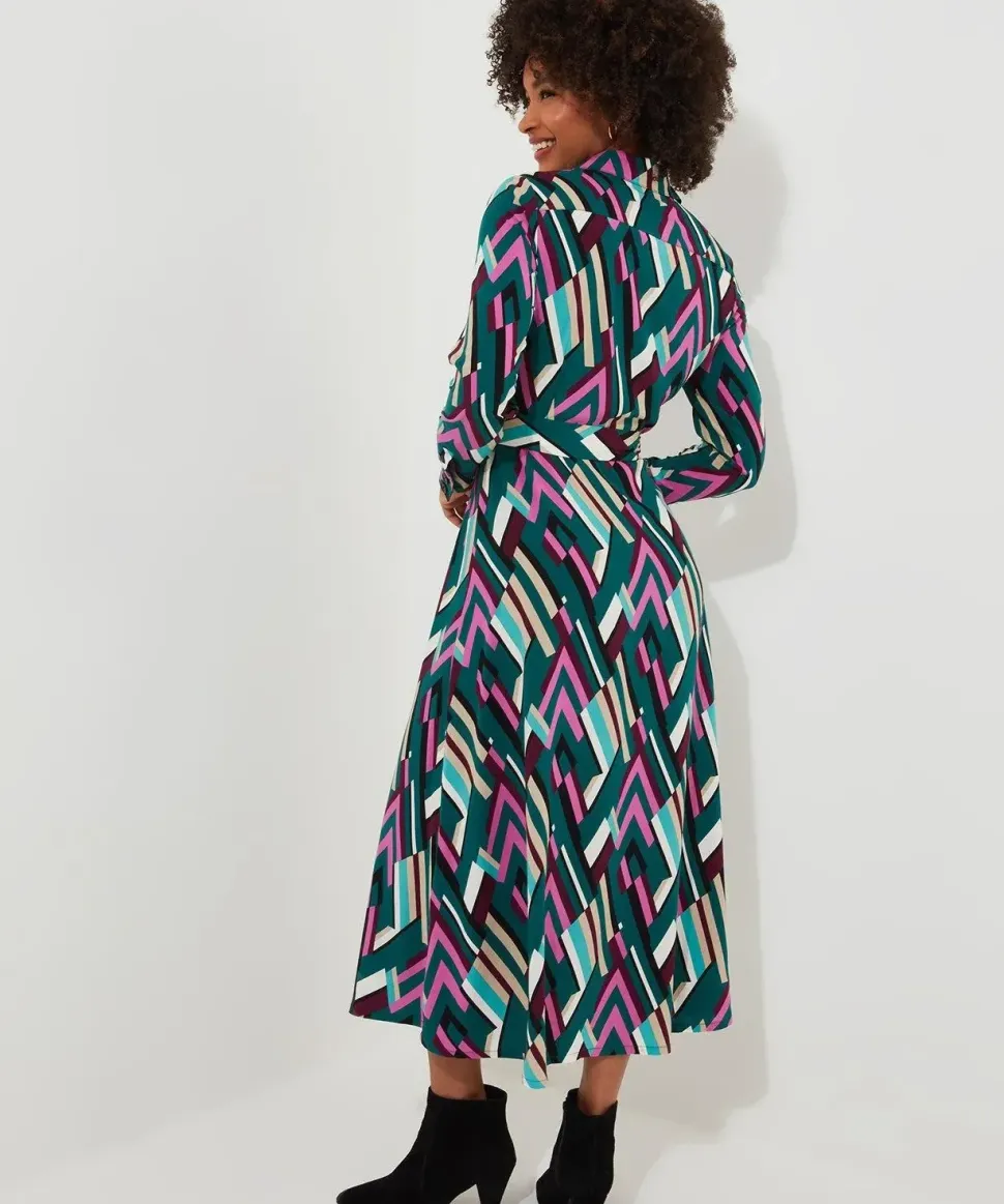 Geometric Midi Shirt Dress