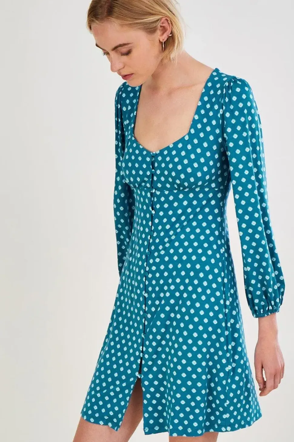 Geometric Print Babydoll Short Jersey Dress