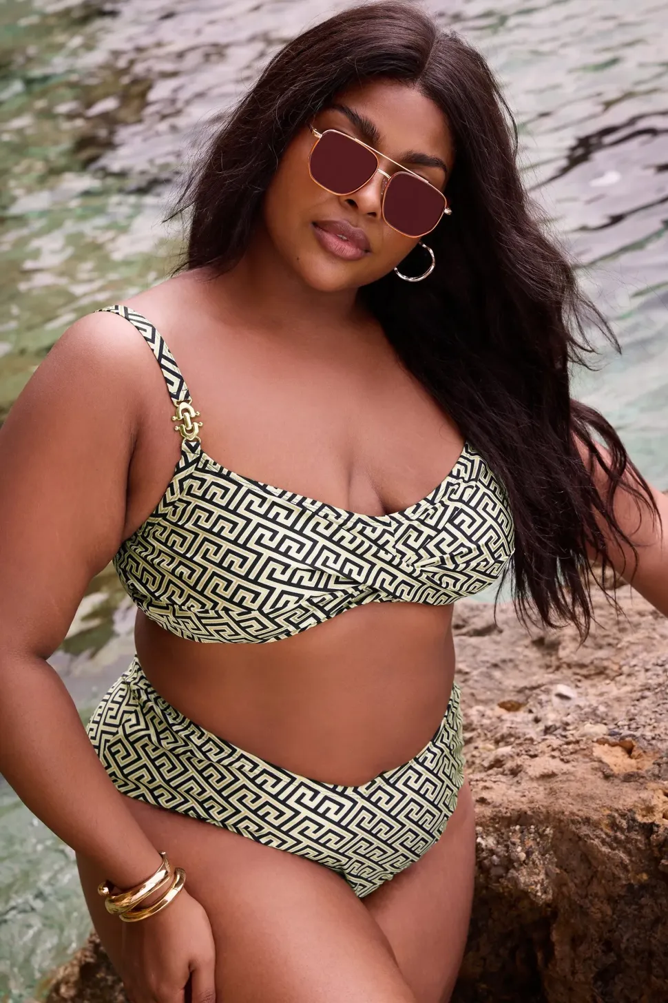 Geometric Print Bikini Top