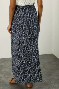Geometric Print Jersey Maxi Skirt