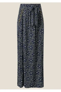 Geometric Print Jersey Maxi Skirt