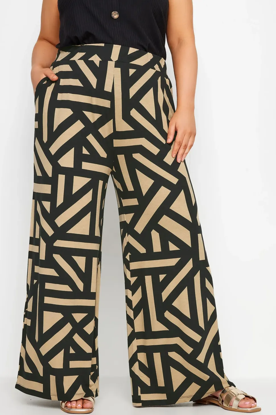 Geometric Print Wide Leg Trousers