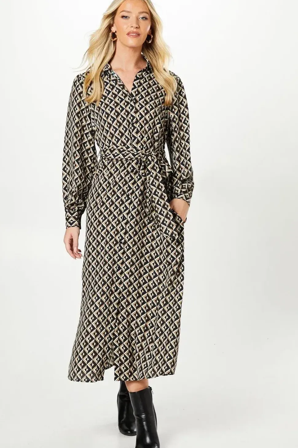 Geo Midi Shirt Dress