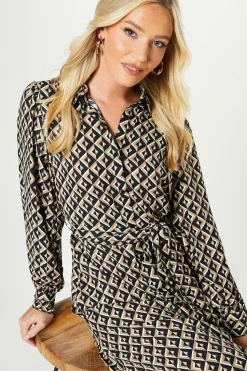Geo Midi Shirt Dress
