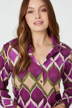 Geo Print Button Front Shirt