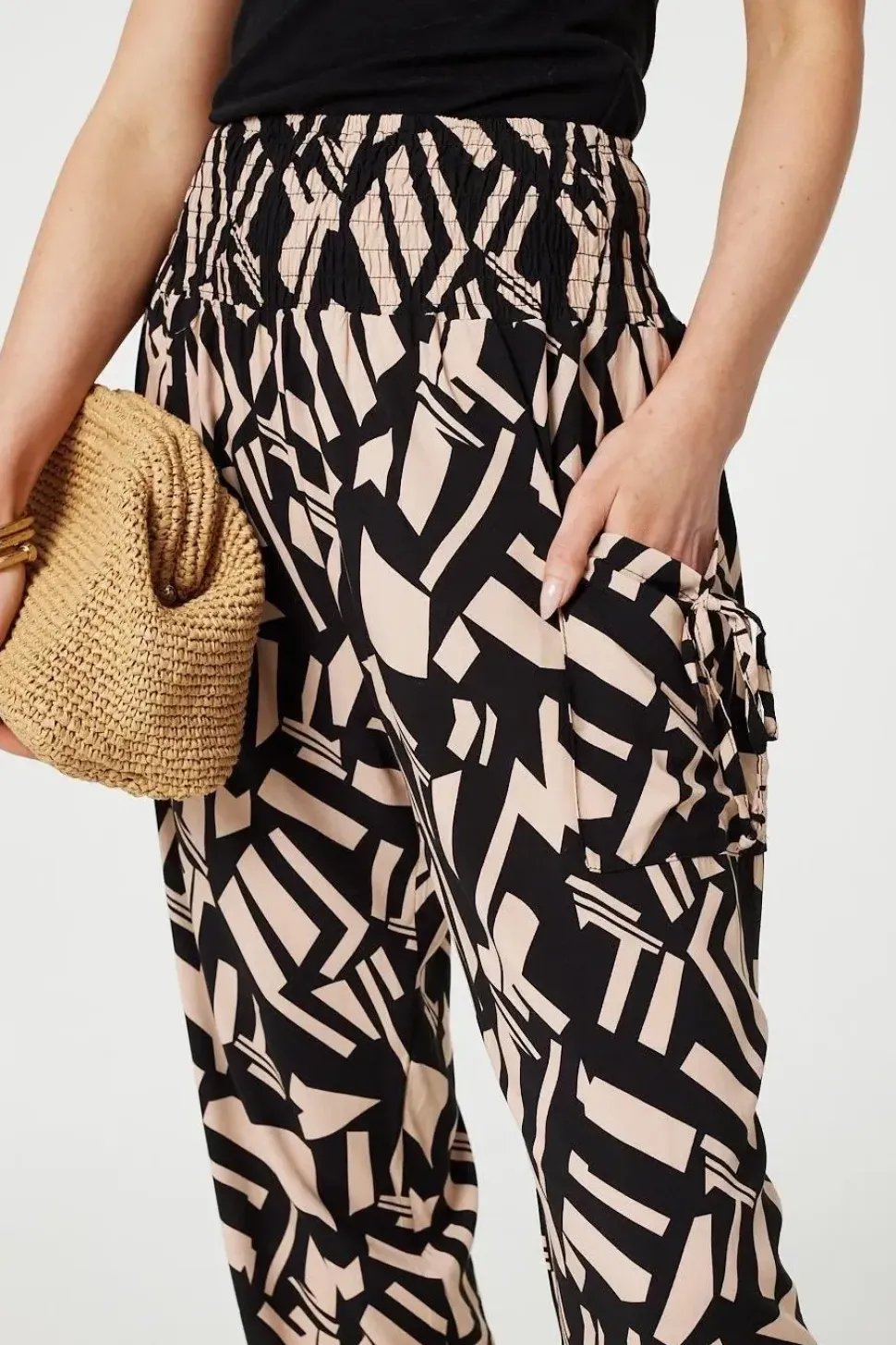 Geo Print High Waist Harem Pants