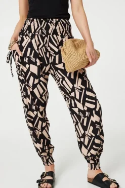 Geo Print High Waist Harem Pants
