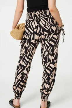Geo Print High Waist Harem Pants