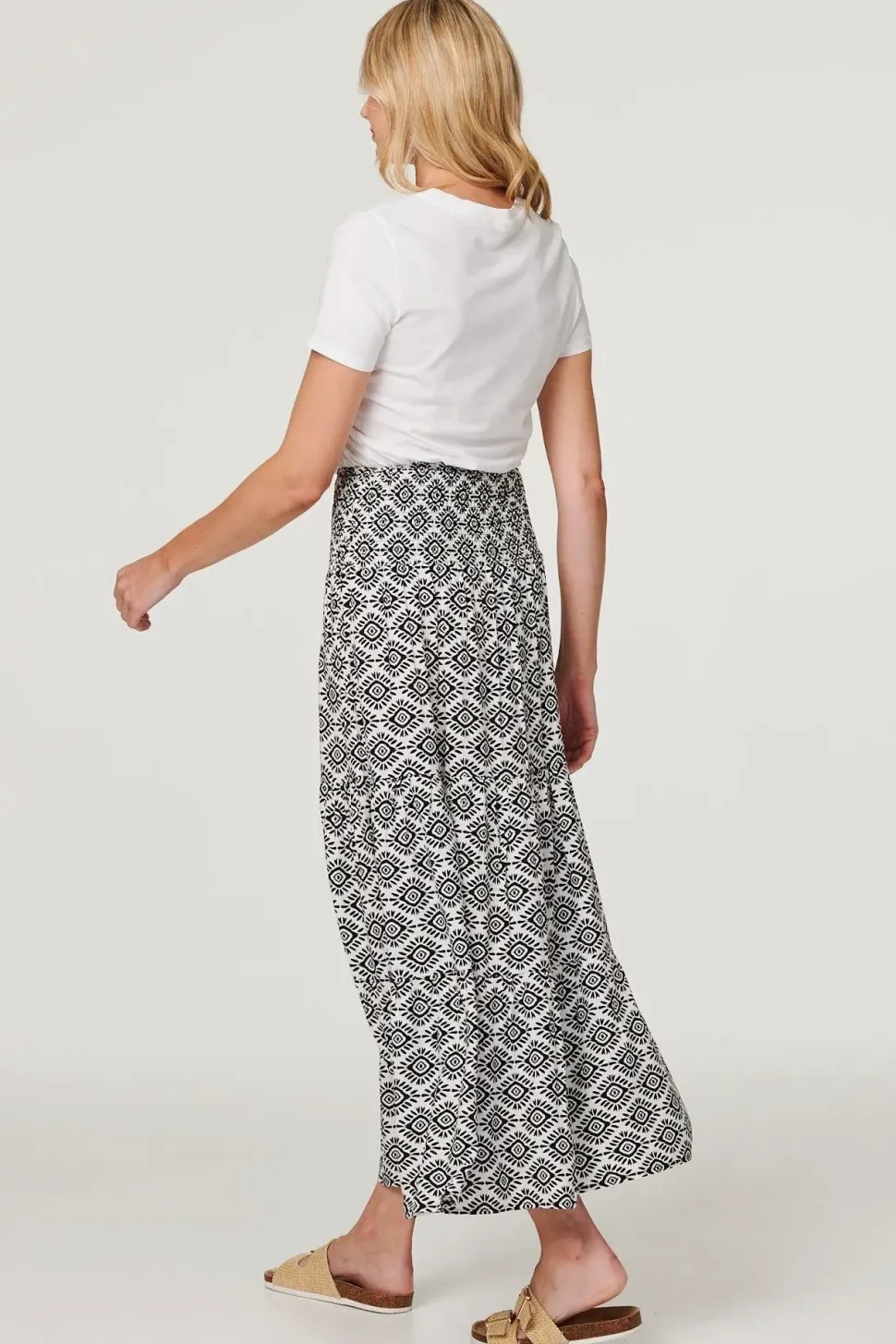 Geo Print High Waist Maxi Skirt