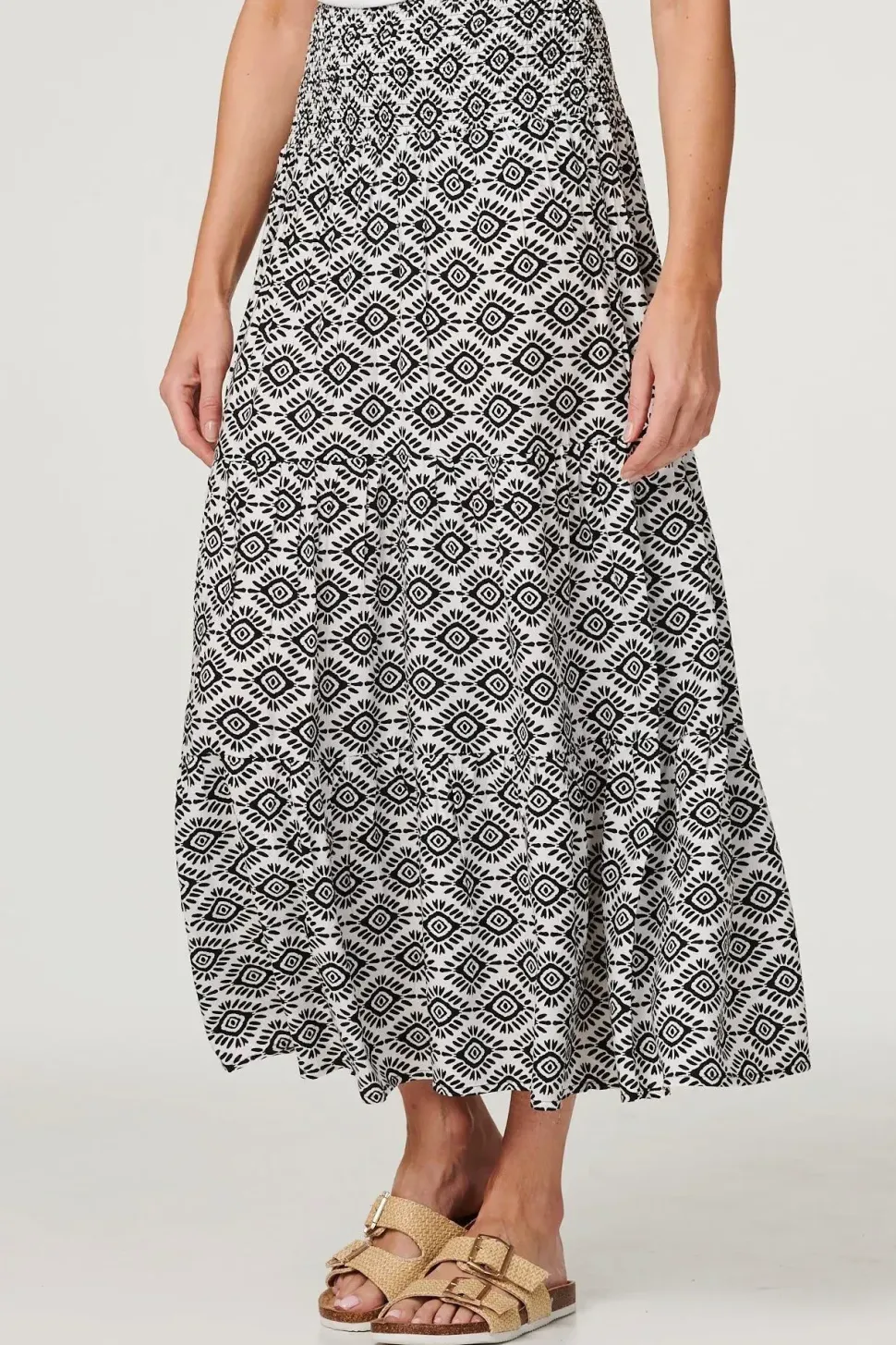 Geo Print High Waist Maxi Skirt