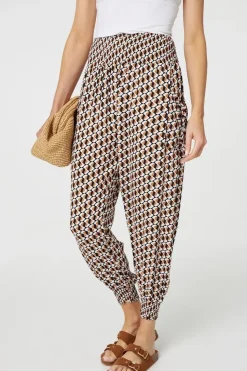 Geo Print High Waist Tassel Harem Pants