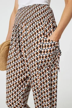 Geo Print High Waist Tassel Harem Pants