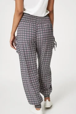 Geo Print Pull On Harem Pants