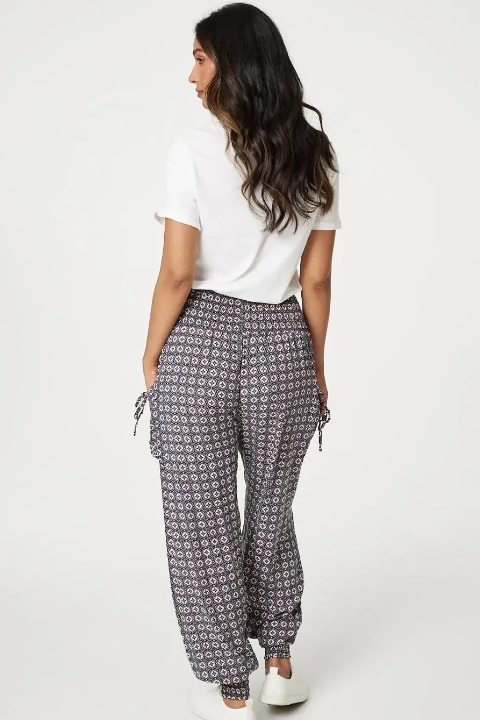 Geo Print Pull On Harem Pants