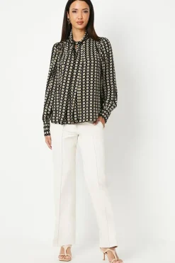 Geo Print Pussybow Blouse
