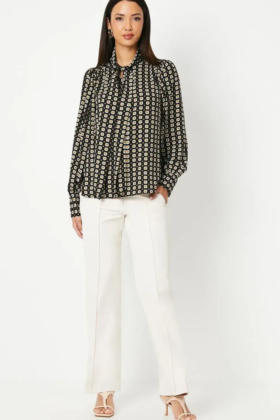 Geo Print Pussybow Blouse
