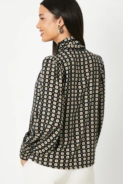 Geo Print Pussybow Blouse