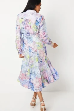 Georgette Jacquard Shirt Midi Dress