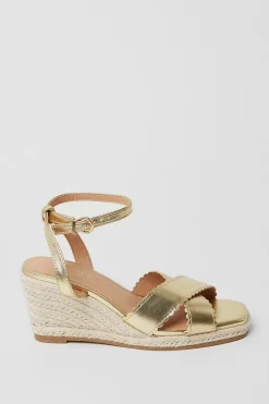 Georgiana Scalloped Cross Strap Espadrille Wedges