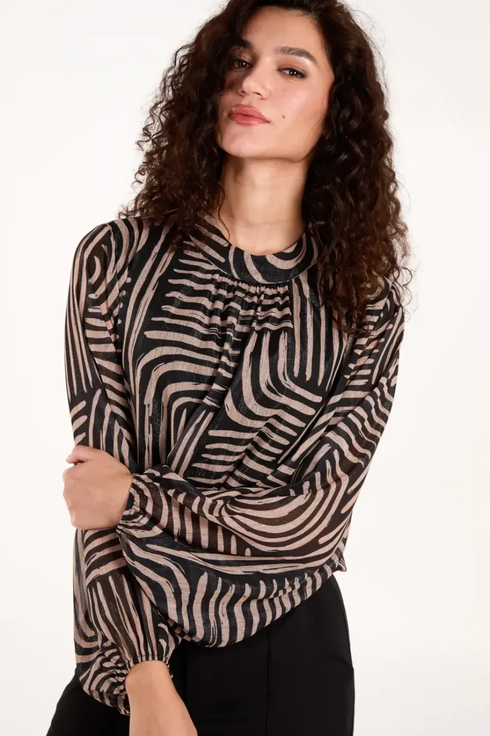 Geo Swirl Bubble Hem Top