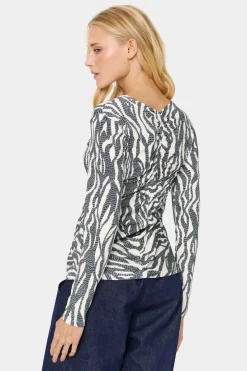 GhitaSZ V-neck Slim Fit Printed Blouse-