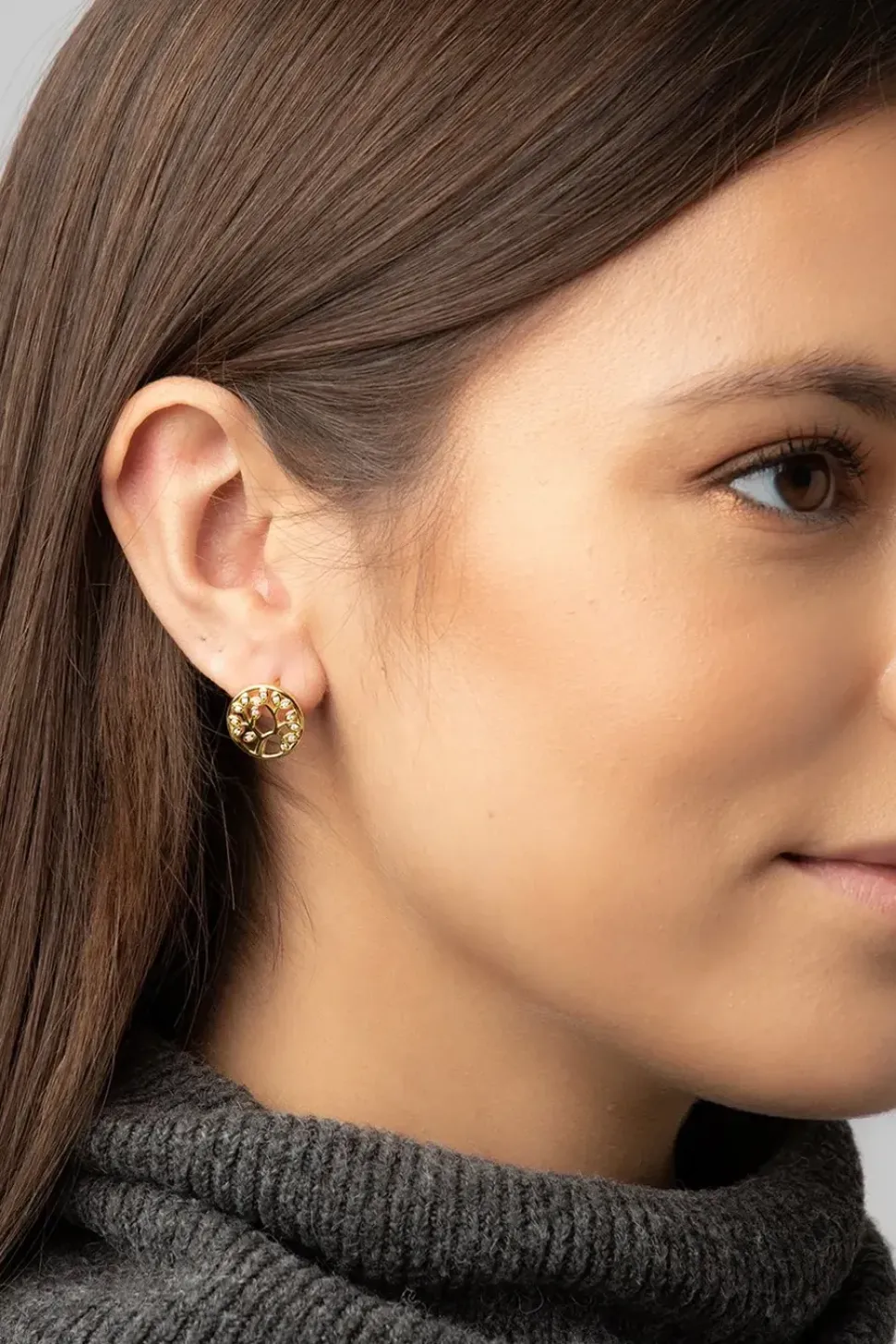 Gift Packaged 'Ana' 18ct Yellow Plated 925 Silver & Cubic Zirconia Branch Earrings