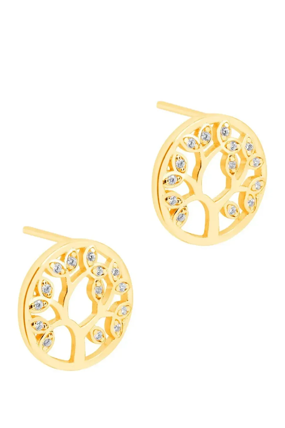 Gift Packaged 'Ana' 18ct Yellow Plated 925 Silver & Cubic Zirconia Branch Earrings