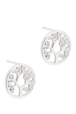 Gift Packaged 'Ana' Rhodium Plated 925 Silver & Cubic Zirconia Branch Earrings