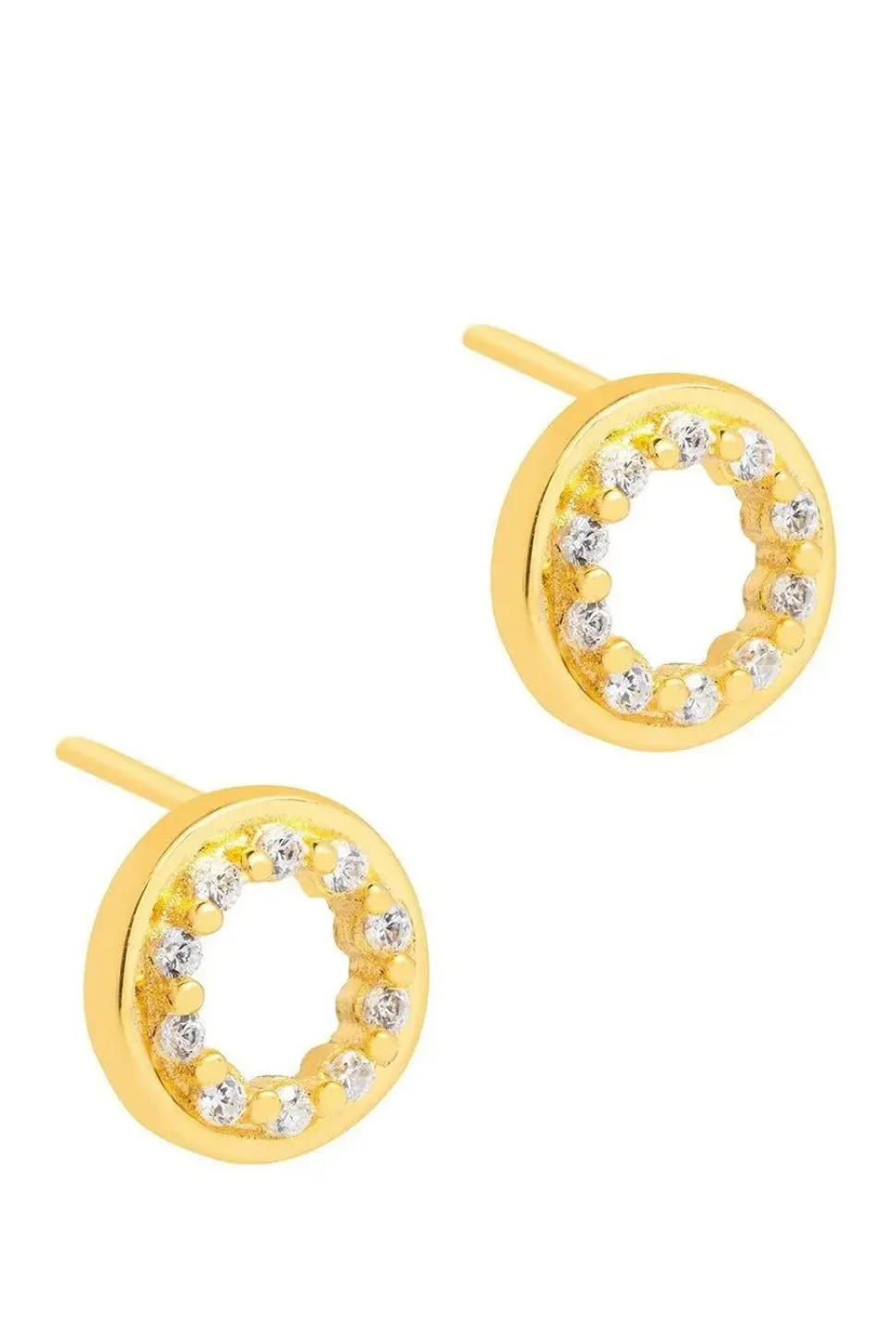 Gift Packaged 'Cezanne' 18ct Yellow Gold Plated 925 Silver with Cubic Zirconia Circle Earrings