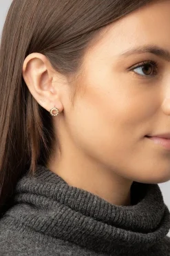 Gift Packaged 'Cezanne' 18ct Yellow Gold Plated 925 Silver with Cubic Zirconia Circle Earrings