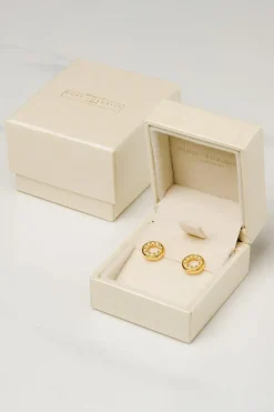 Gift Packaged 'Cezanne' 18ct Yellow Gold Plated 925 Silver with Cubic Zirconia Circle Earrings