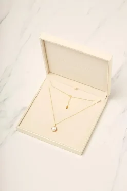 Gift Packaged 'Cosmos' 18ct Yellow Gold Plated 925 Silver Pearl Necklace