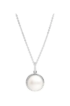 Gift Packaged 'Cosmos' Rhodium Plated 925 Silver Pearl Necklace